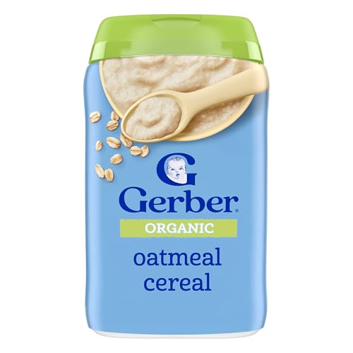 Gerber Stage 1 Baby Food, Organic Baby Oatmeal Cereal, 14g Whole Grains, Iron, Zinc & Vitamin B12,...