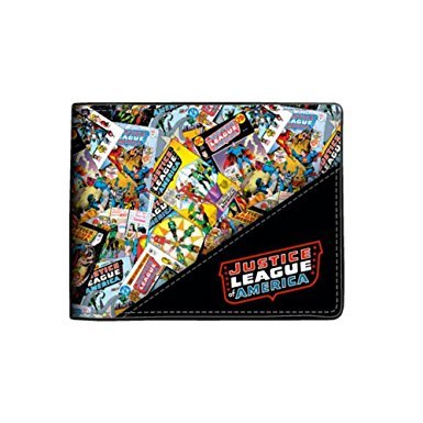 BioworldDC Comics Justice League of America Bi-Fold Faux Leather Wallet, Black, One Size