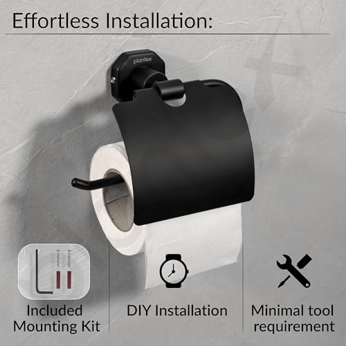 Image of Plantex 304 Grade Stainless Steel Toilet Paper Holder for Bathroom /Toilet Paper Roll Stand /Tissue Holder /Bathroom Accessories - Nipron (Black)