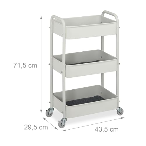 Carrito auxiliar con ruedas Relaxdays para cocina y baño con 3 niveles blanco 5