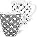 Produktbild MC-Trend 2er Set XL Jumbo GROSSE Becher Tassen in Weiß und grau mit Sternen aus Porzellan Füllmenge 600ml Höhe 12cm Büro Küche Schreibtisch