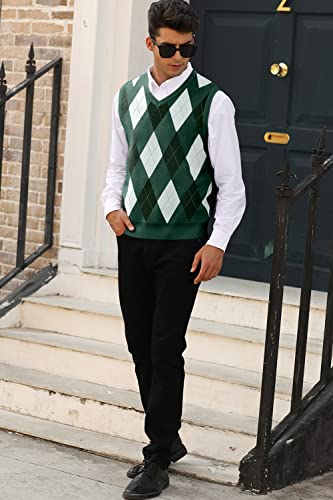 MNCEGEER Mens Argyle Knitwear Vest V Neck Sleeveless Casual Slim Fit Pullover Knitted Sweater4