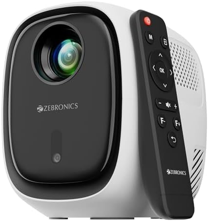 ZEBRONICS PIXAPLAY 53, Smart Vertical Projector, 3500 Lumens, 4K Support, 120 Inch Screen Size, Auto Focus, Auto Keystone, Bluetooth, HDMI, USB, WiFi, 1080p Support, APP Support, Miracast