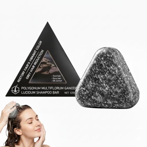 Polygonum Multiflorum - Jabón de champú para cabello negro y grueso; jabón para champú Fallopia Multiflora, champú sólido triangular, limpia el cabello y el cuero cabelludo a fondo; jabón reparador