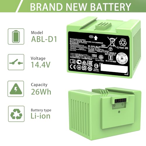 Image of ABL-D1 1800mAh /26Wh Battery for Roomba Replacement Battery for iRobot Roomba i&e Series i7 i7+ j7 j7+ i3 i3+ i4 i4+ e5 e6 Roomba Replacement Parts 14.4V (unsuitable for iRobot Roomba Combo Series)