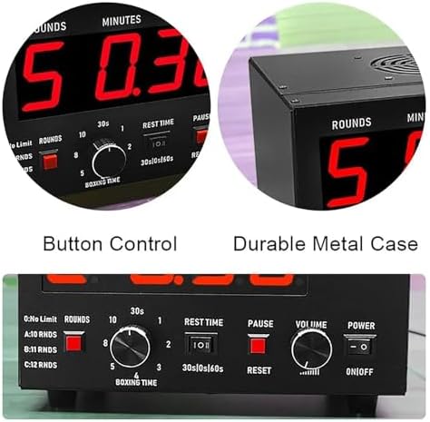 Boxing Interval Timer, Professional Gym Timer with Buzzer and Large LED Display, Customizable Settings for Boxing, Outdoor Training, and Fighting Training
