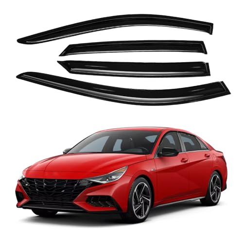 Image of Canvcle Elantra Rain Guards - Window Visors for 2021-2025 2026 Hyundai Elantra, Outside-Mount Tape-On Side Window Wind Deflectors for Elantra Accessories, Vent Visors Shades Rainproof Black 4PCS