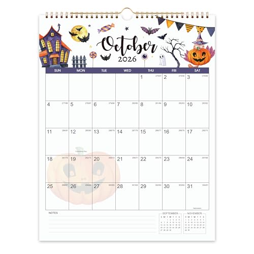 2026 Calendar - 2026 Wall Calendar, January - December 2026, 11.49'' x 14.56'', Vertical Wall Calendar 2026 with Julian Dates, Hanging Hole, Thick Paper
