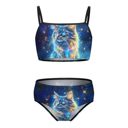 Starry Sky Cat Girls Bikini Swimsuit Two Piece Bathing Suit Beach Swimwear