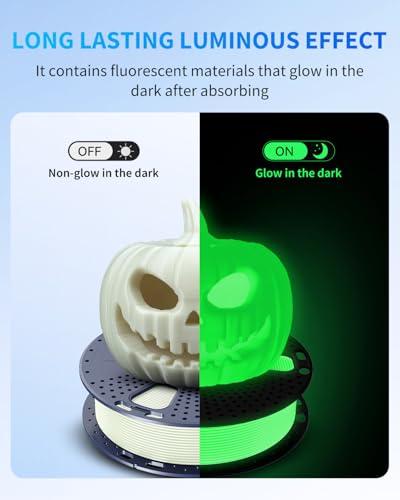 Image of JAYO 3D Printer Filament Bundle, Glow in The Dark PLA Filament 1.75mm, 250g Spool, 4 Rolls, 1kg in Total, Luminous Green, Blue and Red, White