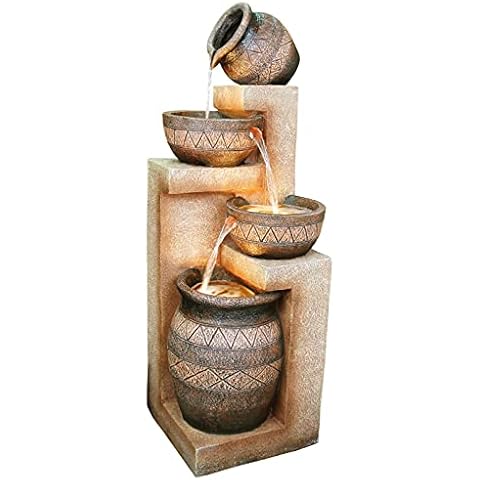 Dehner Gartenbrunnen Monterry mit LED Beleuchtung, ca. 117.5 x 43.5 x 41.5 cm, Polyresin, braun Cover