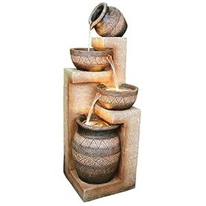 Dehner Gartenbrunnen Monterry mit LED Beleuchtung, ca. 117.5 x 43.5 x 41.5 cm, Polyresin, braun