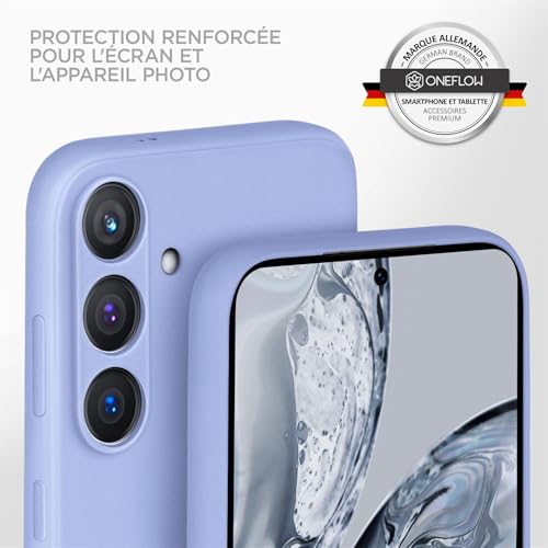 Coque Samsung S24 silicone double couche bleu clair mat ONEFLOW protection souple