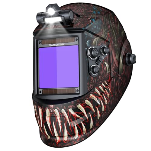 Image of ARCCAPTAIN Large View 3.94" x 3.66" True Color Auto Darkening Welding Helmet with Light, Solar Powered Welding Hood, 4 Arc Sensor Wide Shade 4/5-9/9-13 for Stick MIG TIG Cut, Alien