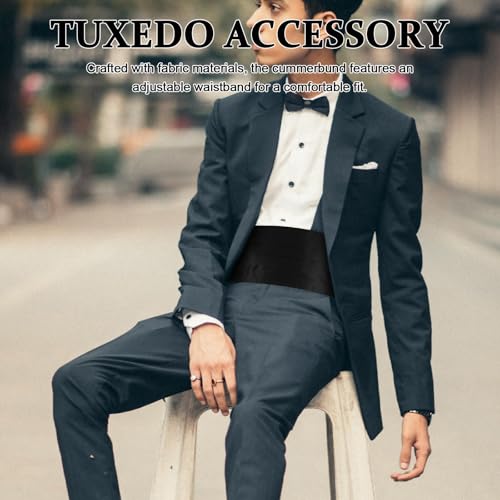 Set de fajín y moño para hombre, accesorio formal miniatura 6