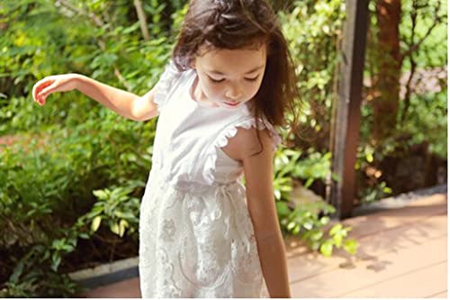 Bow Dream Off White Peach Vintage Lace Sleeveless Flower Girl's Dress4