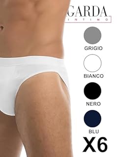 GARDA - 6 Slip Uomo 100% Cotone Filo di Scozia, Minislip, Slip Basso Elastico Ricoperto, con Ricamo Art. 0761 (Bianco, 7/XXL)