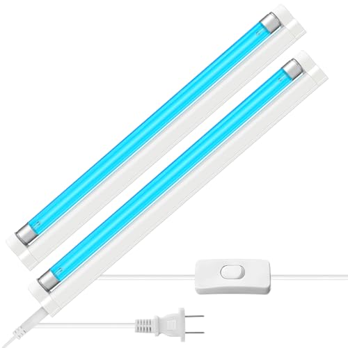 Coospider 2Pack 6W UV Light with Ozone,185nm Sanitizer Lamp with Cord and Plug, UVC Lamp for Shoes/Closet/Cabinet/Bathroom 110V CTUV-6