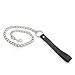 DERENHER 2.5’ Real Leather Handle Chain Leash for Neck Collar Choker (Black)