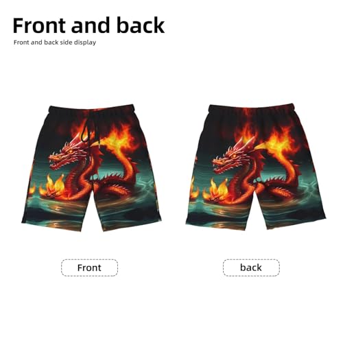 Dragon King in Fire Youth Beach Pants, Soft and Breathable, with Drawstring Waist, Suitable for Sports and Leisure.2