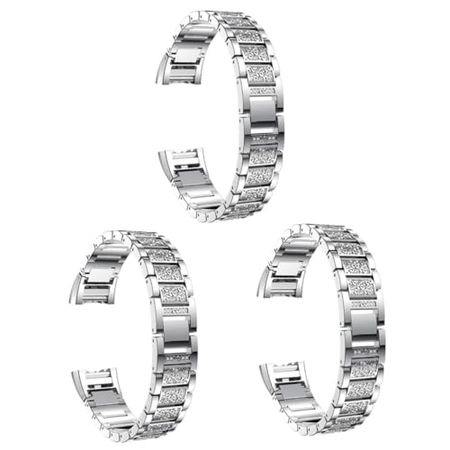 Bracelet de montre de charge pratique, acier inoxydable et cristal à installation facile, lot de 3