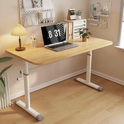 Vifxucy昇降デスク 学習机高さ63-90cm 手動 スタンディングデスク 昇降式デスク ー機能 上下昇降 静音 組み立て簡単 パソコンデスク ワークデスク オフィスデスク (木の色,100*60cm)