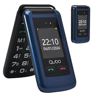 Qubo Flip Telefono per anziani GSM, Cellulare per anziani, 2.4" Display, Volume alto,Funzione SOS, Supporto Dual SIM,Chiamata rapida, Radio FM, Torcia elettrica