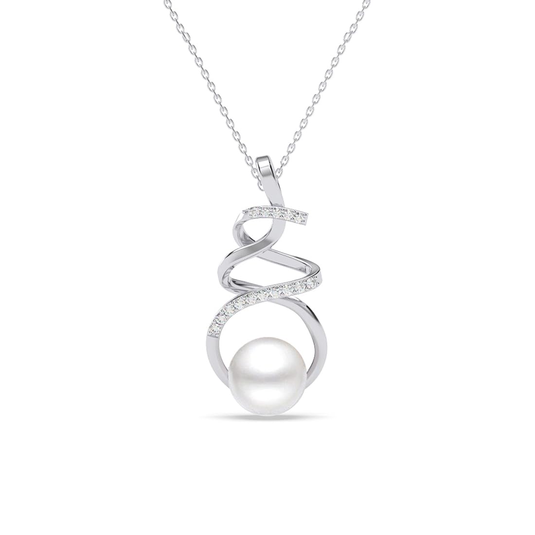 Clara 925 Sterling Silver Morsal Real Pearl Pendant Chain Necklace | Platinum Plated, Swiss Zirconia |Gift for Women and Girls (B0DFMJHY9R) Amazon Price History, Amazon Price Tracker
