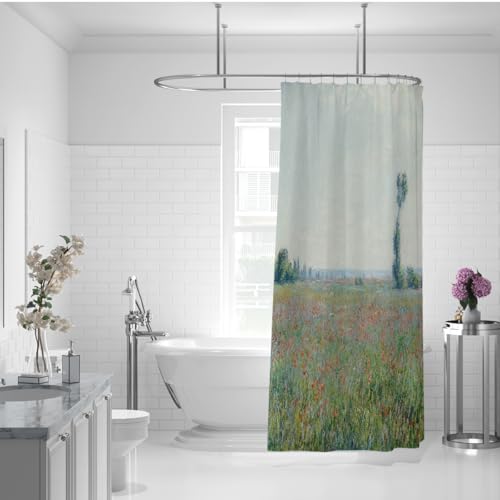 Rideau de douche rustique peuplier vert grand format avec crochets inclus