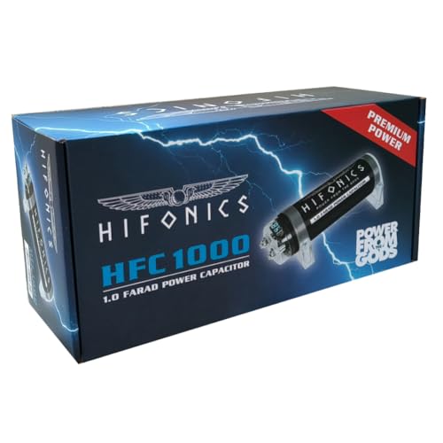 KIT SET FÜR HIFONICS HFC1000 1 Leistungskondensator Car Audio Kondensator 1 Farad für Anlagen bis 1000 Watt RMS 1 2 3 4 5 Cap Auto Spl schwarz, 1 Stück + Einbauzubehör