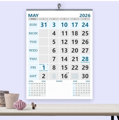 Image of English Wall Calendar 2026, 14x20 inch 12 sheets of monthly wall calendar 2026, 130 GSM Art Paper, art paper with glossy look and feel with oil print