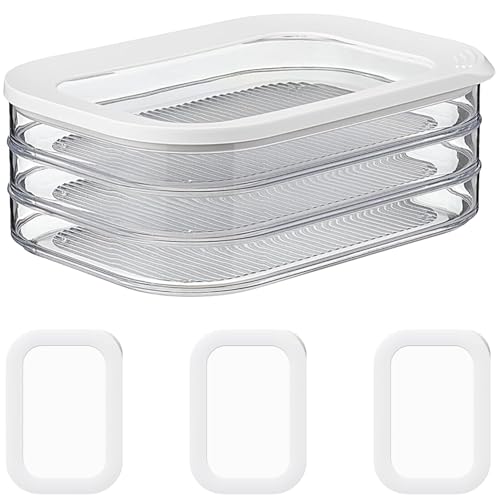 Áz ÁSZATOR Tupper Embutido Nevera + 2 Tapas Extra, Tupperware Organizador de Nevera Apilable 1650ml - Tapers Para Comida Hermético Separados, Porta Embutidos, Fiambre y Almacenamiento de Carne