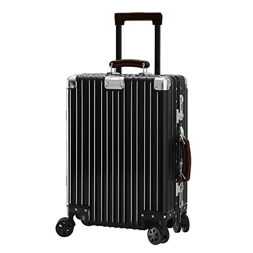 TABITORA(タビトラ) スーツケース マグネシウムアルミニウム合金 8輪 耐衝撃 キャリーケース TSAロック搭載 旅行用品 ファスナーレス 超軽量 鏡面 アルミフレーム（ブラック M）
