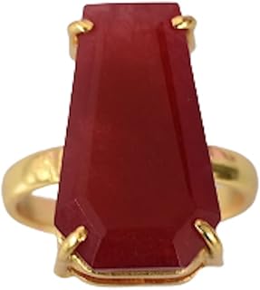 Veracity Jewelry Red Jade Coffin Rings For Women - 18K Gold Plated Red Jade Rings For Girls - Fashion Statement Handmade Gift For Her Jewelry For Beautiful Women/Girls/Mom - VR-486