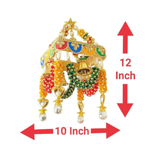 Image of Handmade Rajasthani Small Jhumar /Zummar for Living Room | Home Decor | Traditionally Designed Ceiling Hanging | 1 Hook Single Jhumar for Home & Temple | 12 x 10 Inch Multicolour