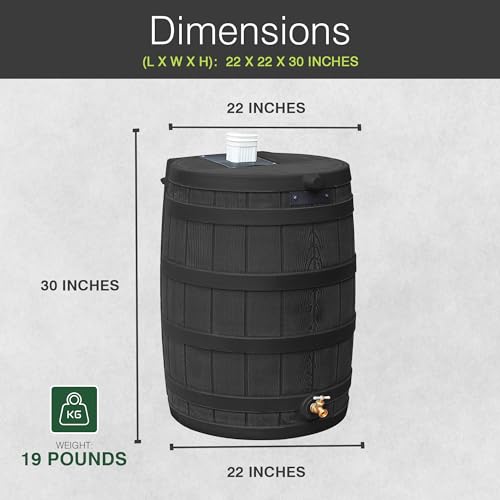 Image of Good Ideas Rain Wizard Water Collection Barrel, 50 Gallon, Oak, 3 Pack