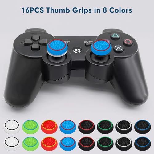 Image of Meyaar Thumb Grips Joystick Caps for PS4 /PS5 /XBOX Controller, Silicone Joystick Caps Ps5 Controller Grip with Anti-Stickiness, Anti-Slip, Anti-Fingerprint (Pack of 16 Piece)