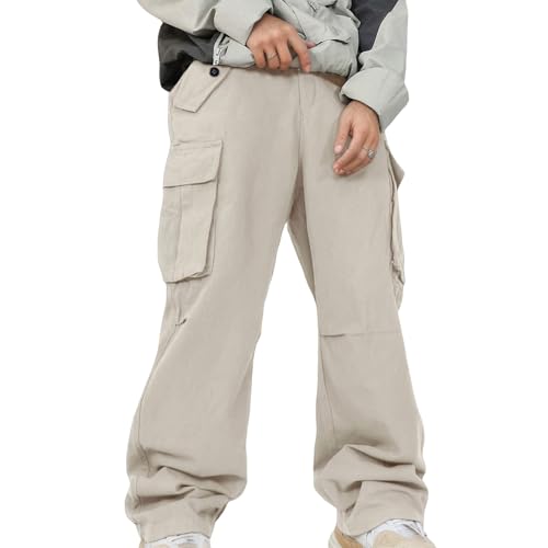 Mens Paratrooper Pants Casual Loose Cargo Pants High Waisted Wide Leg Hiking Trousers Fashion Breathable Trousers