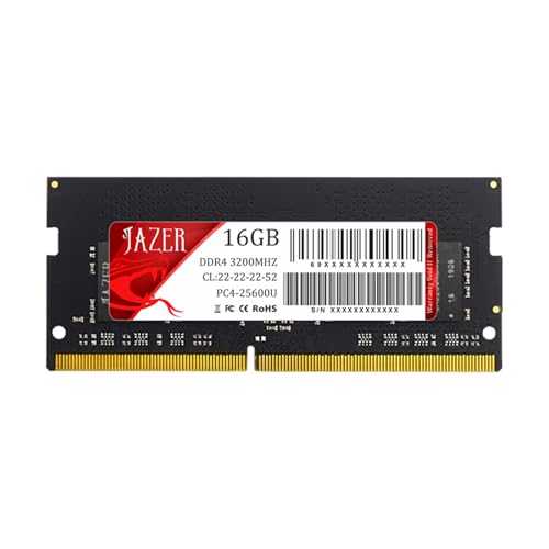 JAZER DDR4 RAM 16GB 3200MHz PC4-25600 CL22 1.2V 260-Pin SODIMM Laptop-Speicher Hochleistungs PC-Computer Arbeitsspeicher Modul Upgrade (16GB x 1)