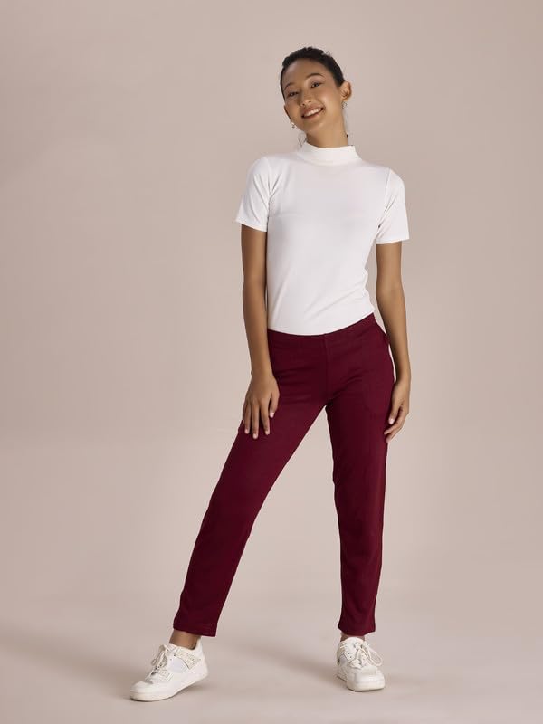 Image of GO COLORS Solid Ultra Warm Kurti Pant for Women | Mid Rise, Warm tech