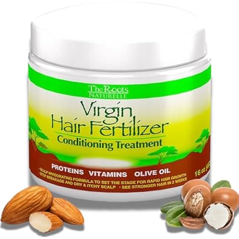 The Roots Naturelle Virgin Hair Fertilizer Conditioning Treatment. Helps Strengthen Hair, Promote Rapid Hair Growth and Protect/Restore Damaged Hair (Large 16oz) Cover