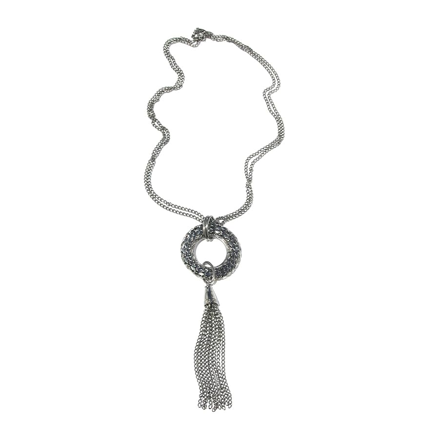 Collier OLGAT en métal gris avec pendentif anneau double pour femme
