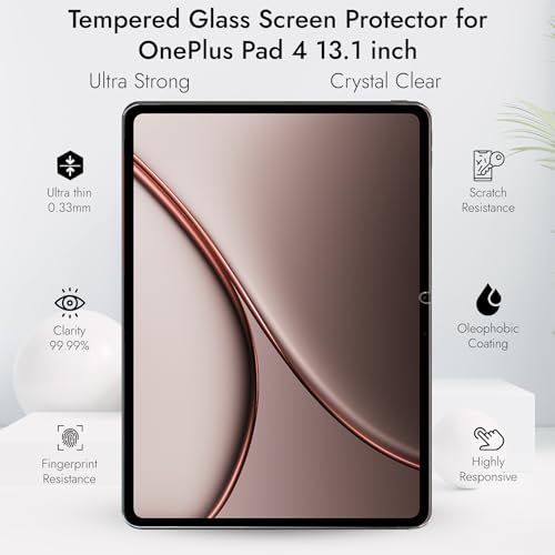 Image of Robustrion Tempered Glass for OnePlus Pad 4 13.2 inch Screen Protector Guard for OnePlus Pad 4 13.2 inch Tablet - 1 Pack