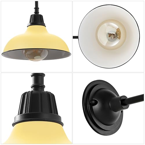 Image of JONATHAN Y 12.25 inch Matte Yellow /Black 1-Light Farmhouse Industrial Outdoor Sconce, LED Gooseneck Wall Light for Porch, Metal Bowl Shade, Dimmable Vintage Exterior Fixture, LED Bulb Included (JYL7613H)