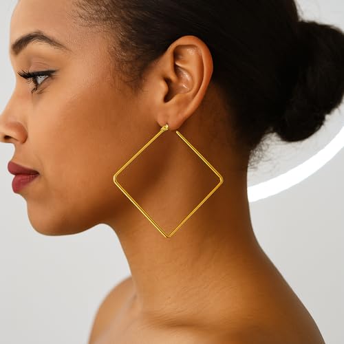 Hoop Earrings for Women - 18K Gold Plated Copper Minimalist Jewelry, Hypoallergenic Lightweight Design Fashion Statement Accessories for Daily Wear & Gifts4