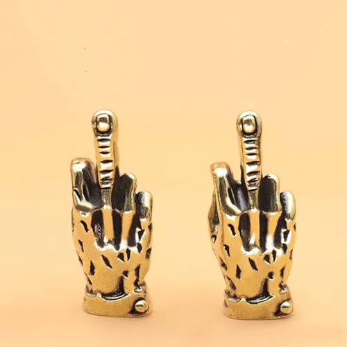 Estatua de Mano de Latón con Dedo Medio Levantado, 2 Piezas miniatura 3