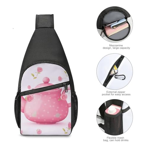 Bolso cruzado pequeño rosa estilo tetera para día miniatura 4