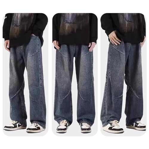 Jeans for Tall Men, Extra Long Big and Tall Size, Wide Leg Relaxed Fit Blue Jeans, Stretch Denim Pants for Men3