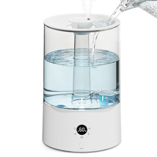 Electactic 4L Top Fill Humidifier for Bedroom, Auto Constant Humidity, Smart Control, Quiet Ultrasonic Cool Mist, 360° Nozzle, 3 Mist Levels, 7-Color Light for Home Office Baby Room