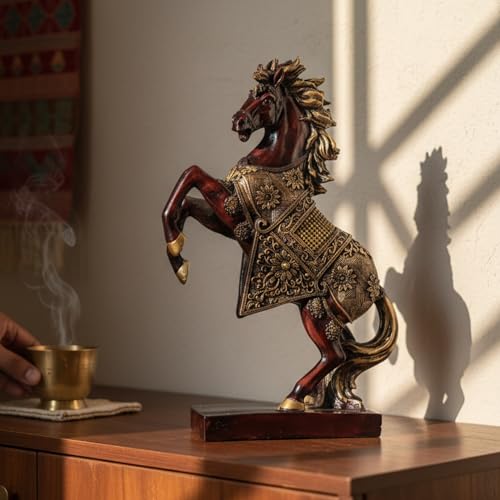 Image of eCraftIndia Resin Running Horse Showpiece for Home Decor Office | Gift for Housewarming Birthday